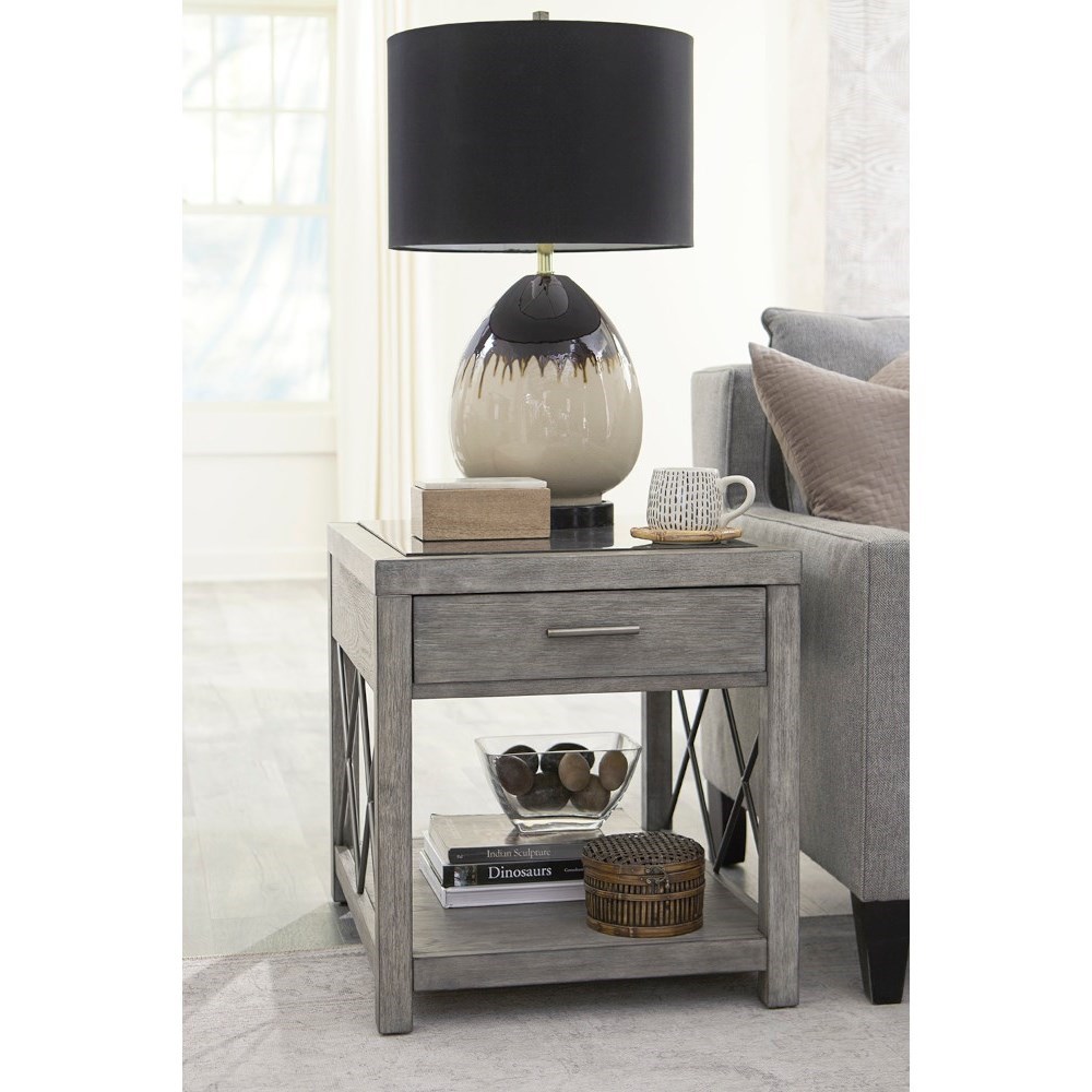 Hammary West End 042916 Transitional Rectangular End Table with Drawer